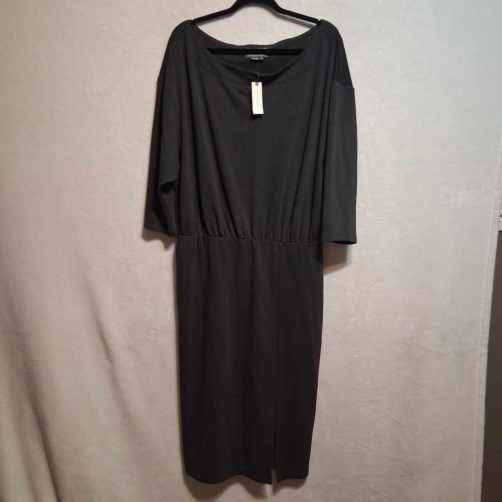 Anthropologie XL Dress Column Jersey Knit Charcoal Gray Office Career Comfy NEW